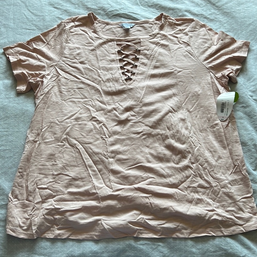 JCPenney, Boutique lace up t-shirt, 1X